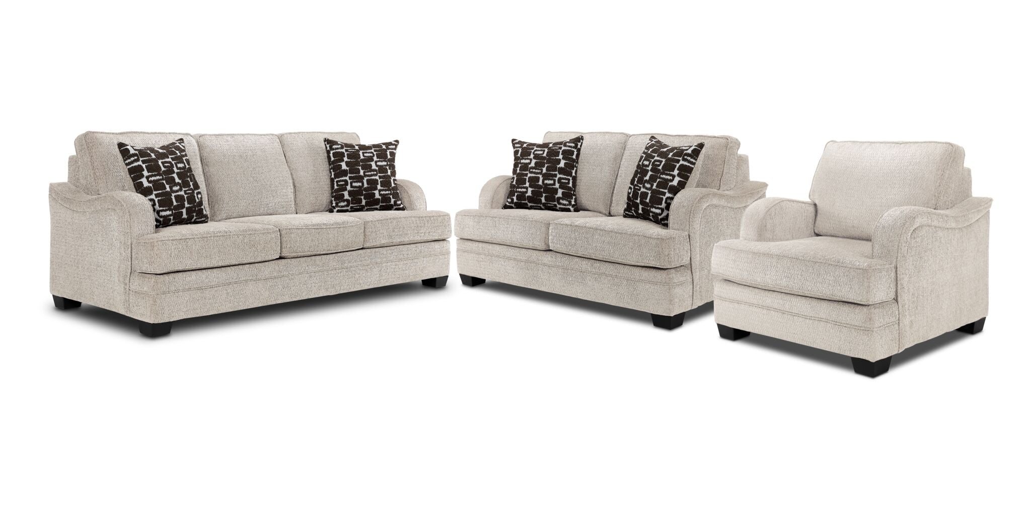 Charmaine Sofa, Loveseat and Chair Set - Pearl