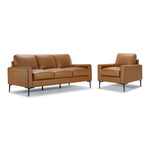 Chito Leather Sofa and Chair Set - Saddle