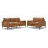 Chito Leather Sofa and Loveseat Set - Saddle