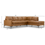 Chito Leather 2-Piece Sectional with Right Facing Chaise - Saddle