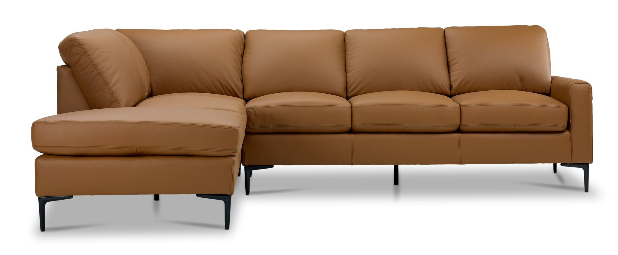 Chito Leather 2-Piece Sectional with Left Facing Chaise - Saddle