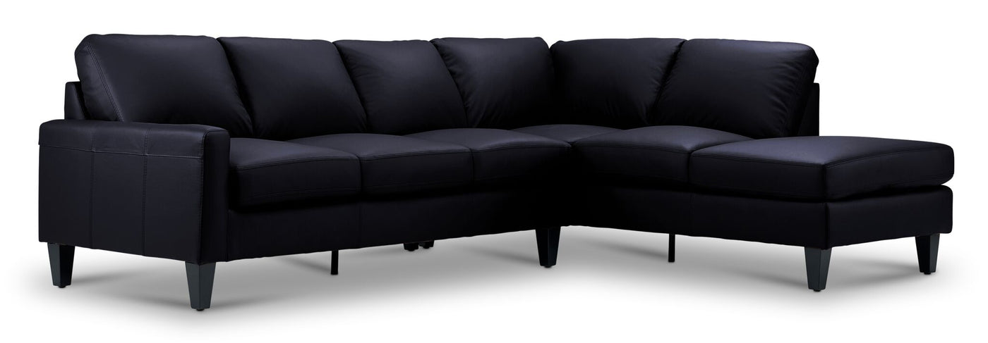 Chito Leather 2-Piece Sectional with Right Facing Chaise - Raven