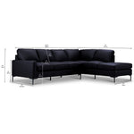 Chito Leather 2-Piece Sectional with Right Facing Chaise - Raven