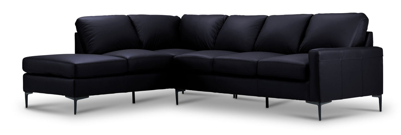 Chito Leather 2-Piece Sectional with Left Facing Chaise - Raven