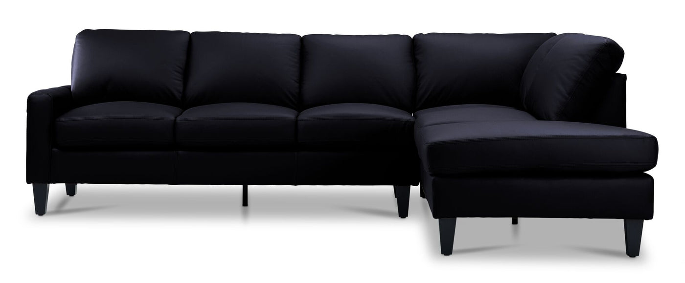 Chito Leather 2-Piece Sectional with Right Facing Chaise - Raven