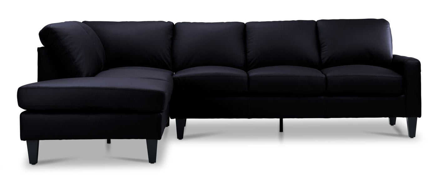 Chito Leather 2-Piece Sectional with Left Facing Chaise - Raven
