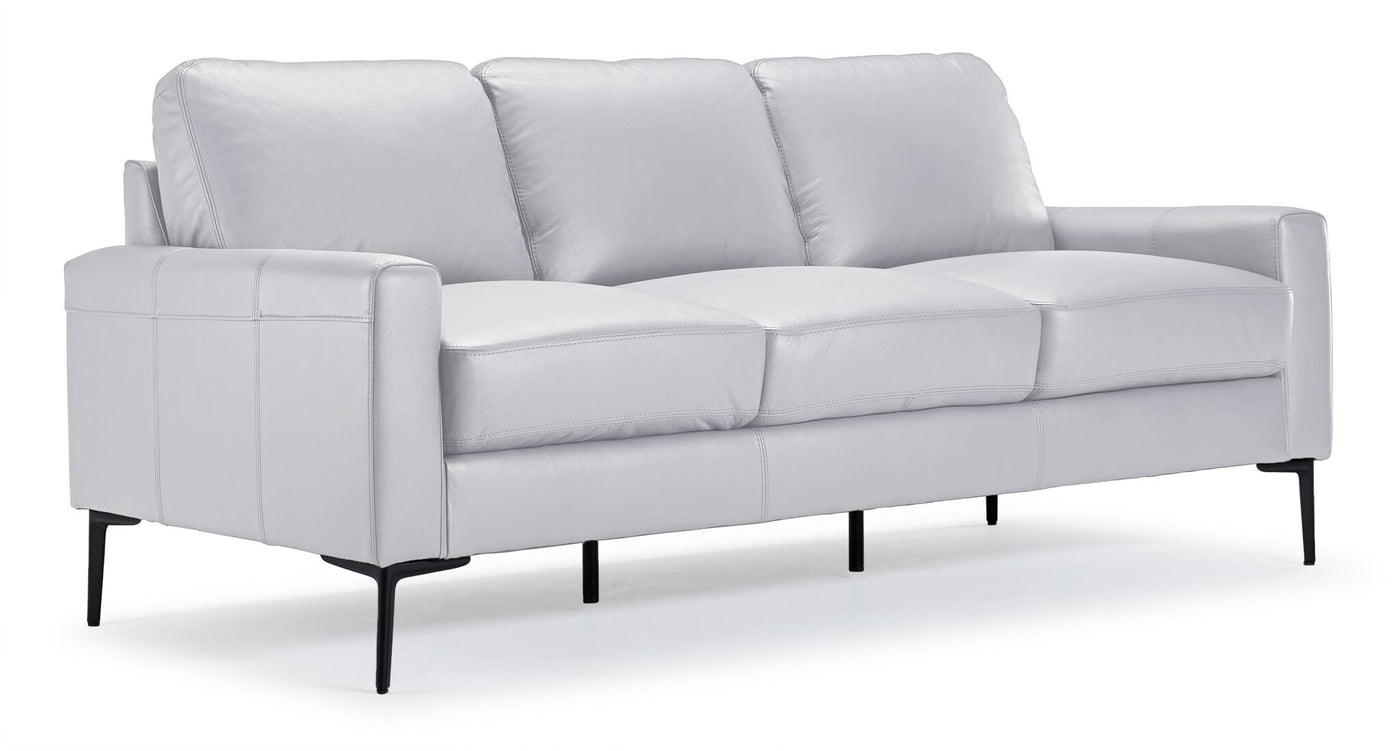 Chito Leather Sofa and Loveseat Set - Silver Grey