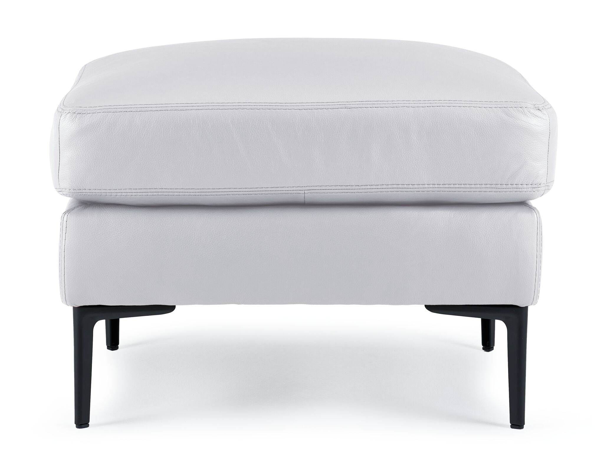 Chito Leather Ottoman - Silver Grey