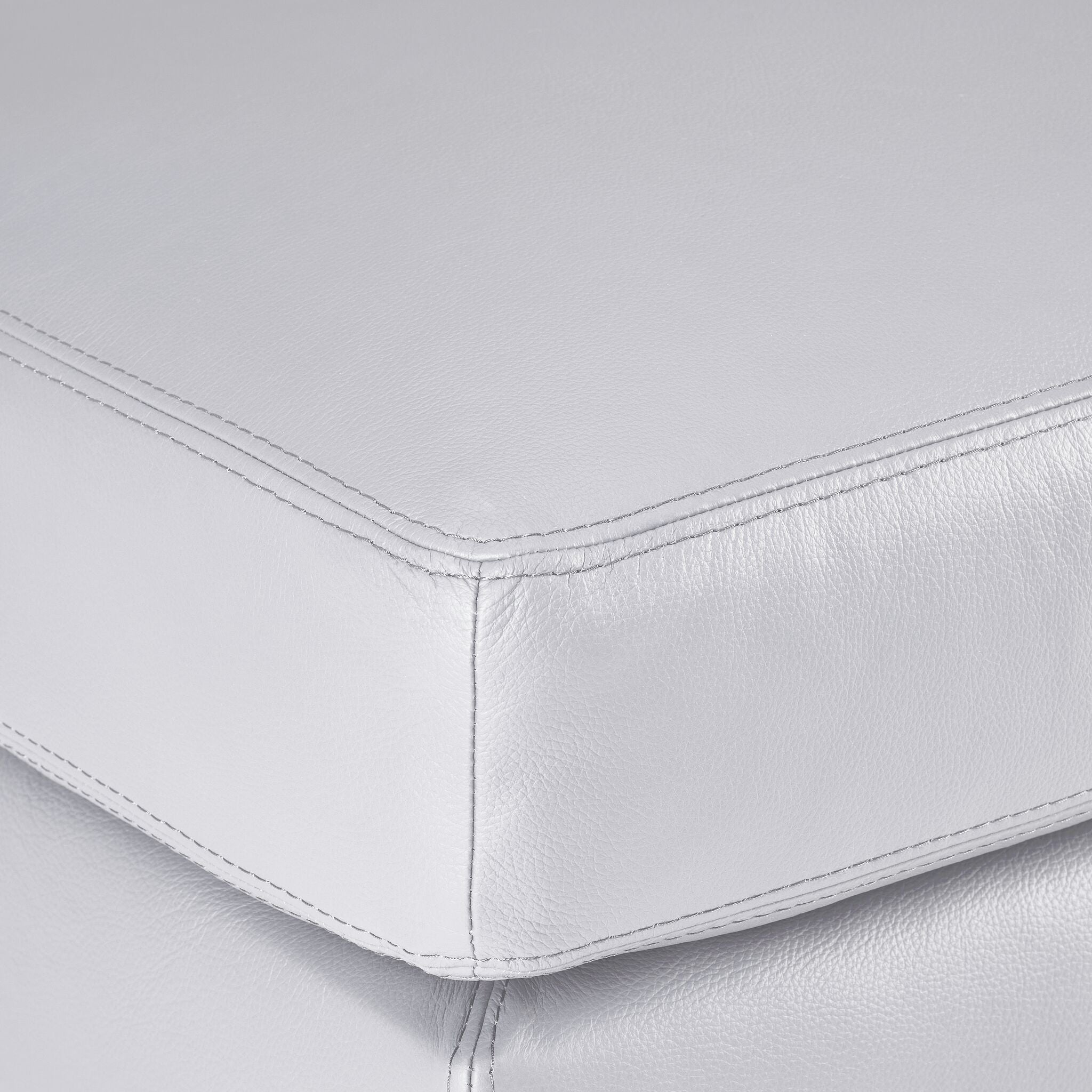 Chito Leather Ottoman - Silver Grey