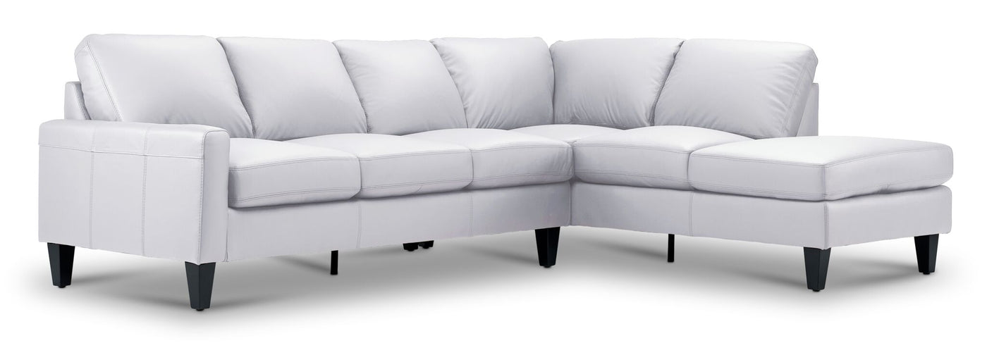 Chito Leather 2-Piece Sectional with Right Facing Chaise - Silver Grey