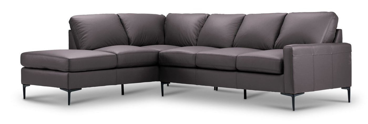 Chito Leather 2-Piece Sectional with Left Facing Chaise - Mocha