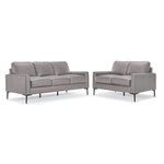 Chito Leather Sofa and Loveseat Set - Cloud Grey