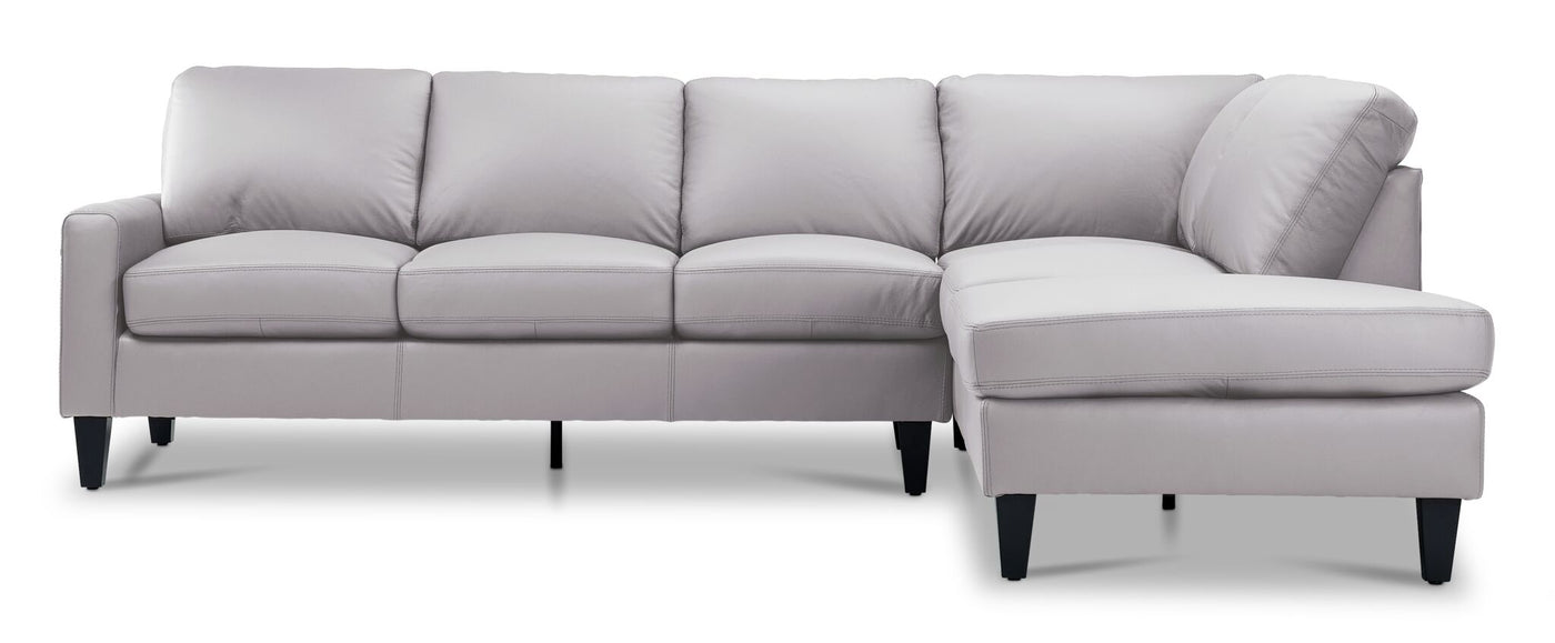 Chito Leather 2-Piece Sectional with Right Facing Chaise - Cloud Grey