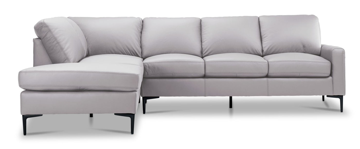 Chito Leather 2-Piece Sectional with Left Facing Chaise - Cloud Grey
