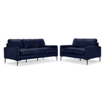 Chito Leather Sofa and Loveseat Set - Navy