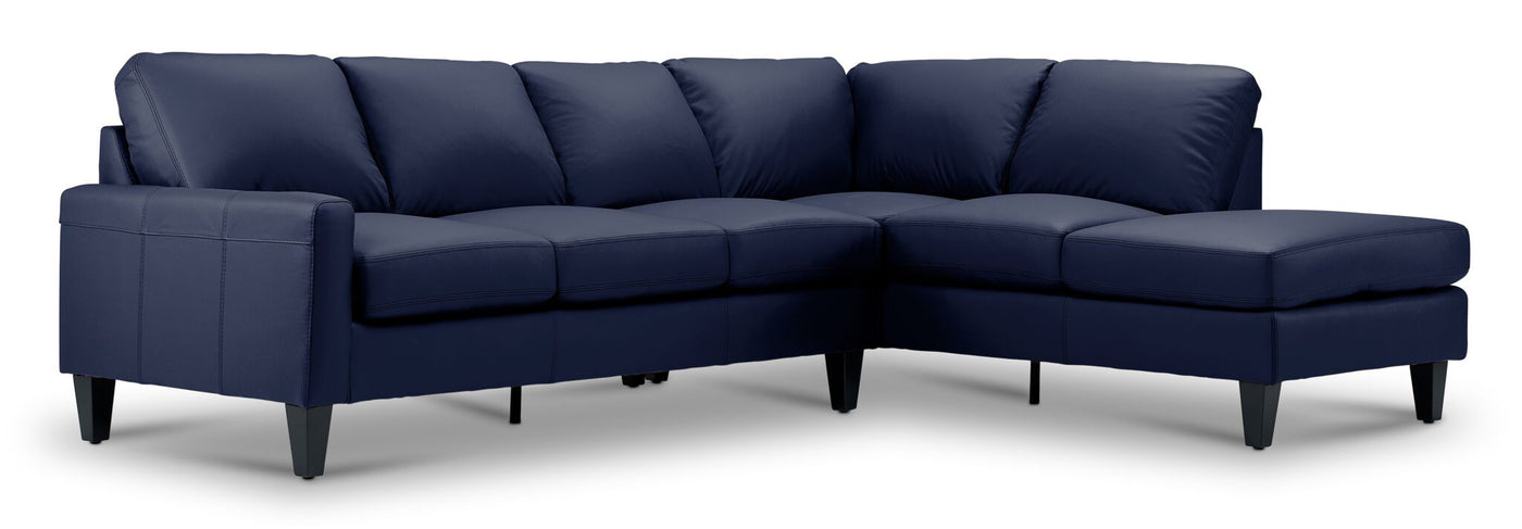 Chito Leather 2-Piece Sectional with Right Facing Chaise - Navy