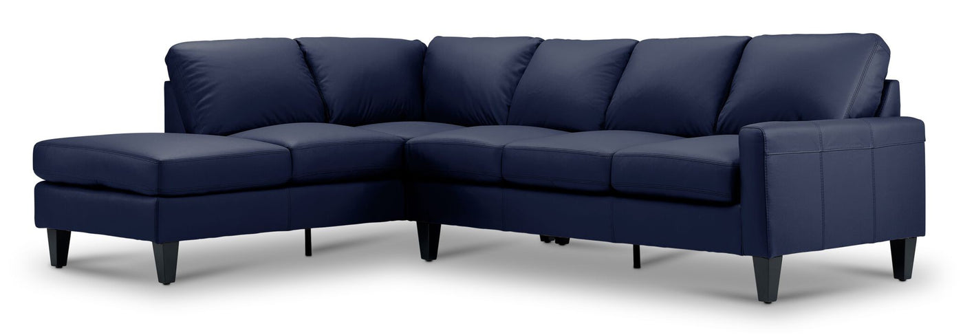 Chito Leather 2-Piece Sectional with Left Facing Chaise - Navy