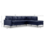 Chito Leather 2-Piece Sectional with Right Facing Chaise - Navy