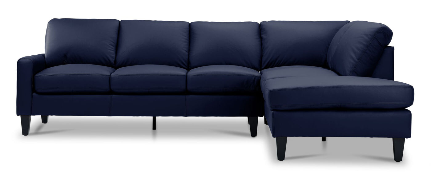 Chito Leather 2-Piece Sectional with Right Facing Chaise - Navy