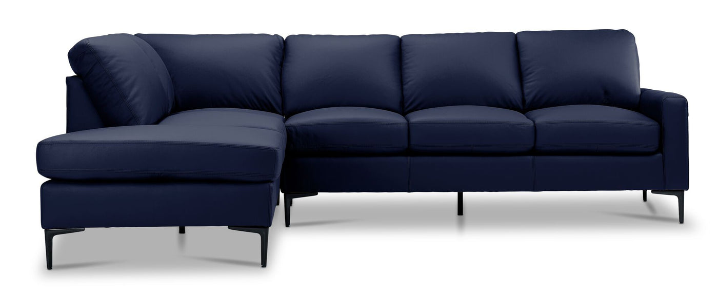 Chito Leather 2-Piece Sectional with Left Facing Chaise - Navy