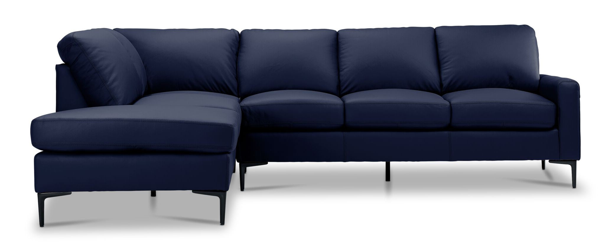 Chito Leather 2-Piece Sectional with Left Facing Chaise - Navy