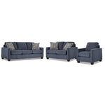 City Sofa, Loveseat and Chair Set - Blue