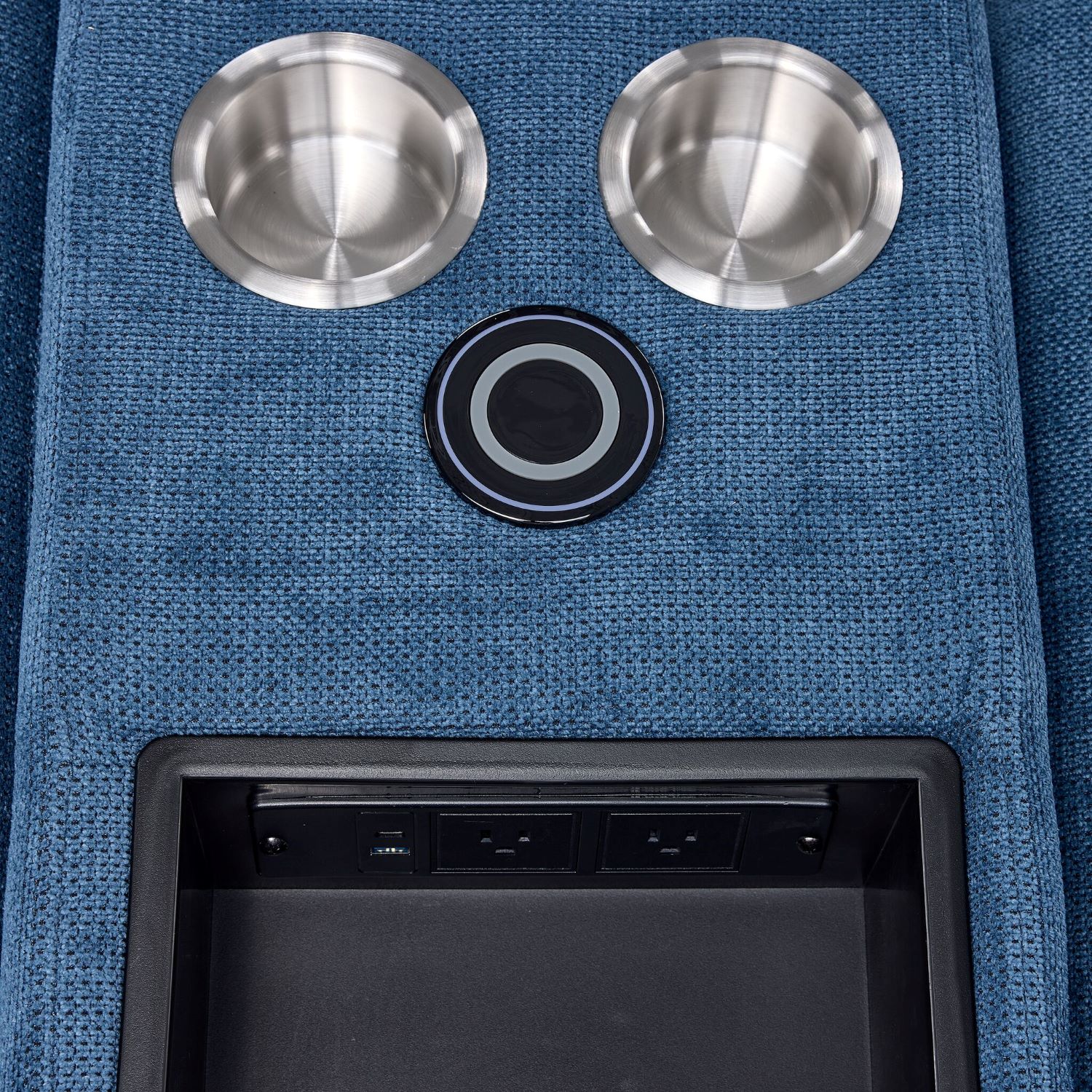 Feeling Connected - Connex 6-Piece Modular Sectional with Storage Console - Blue