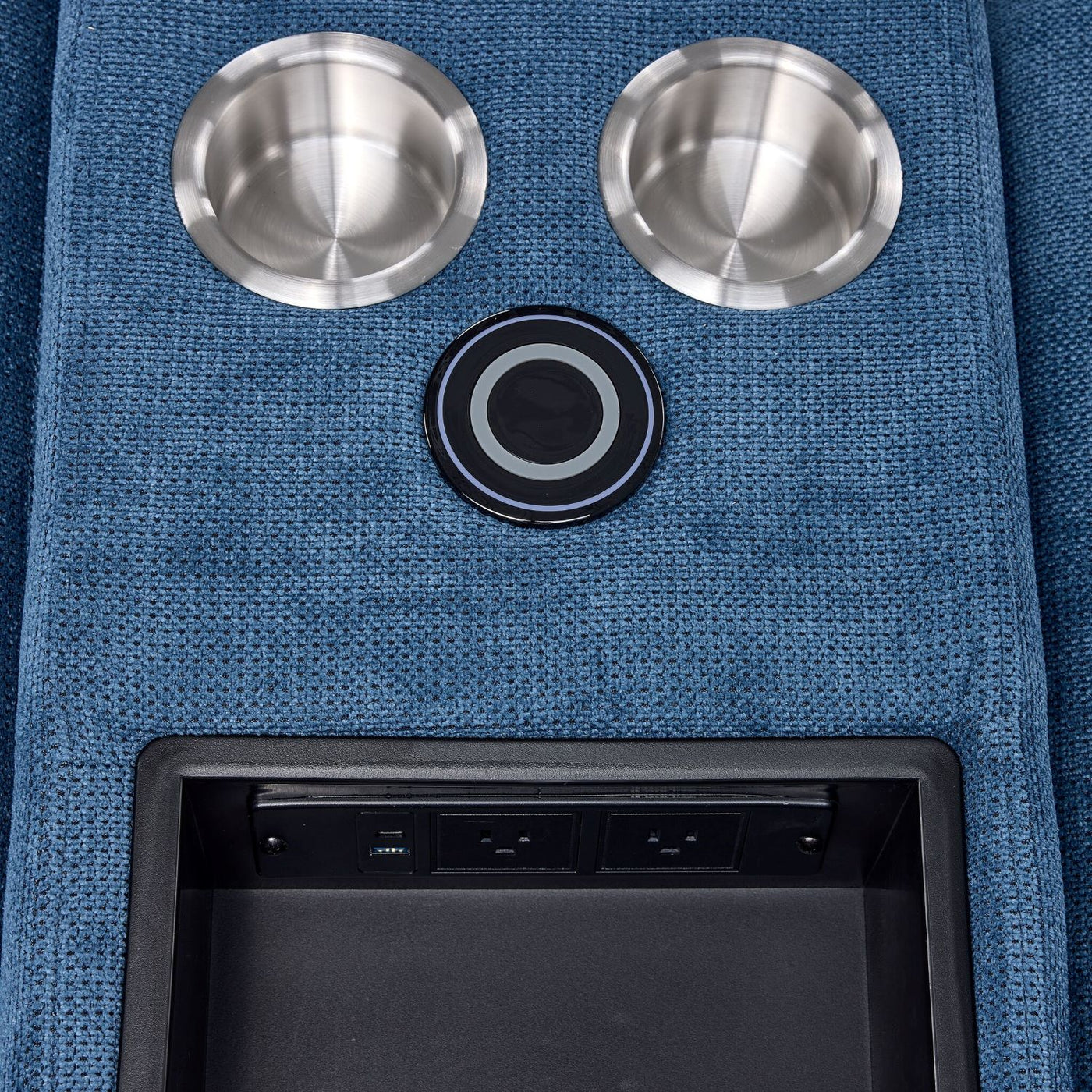 Feeling Connected - Connex 3-Piece Modular Chair with Storage Console - Blue