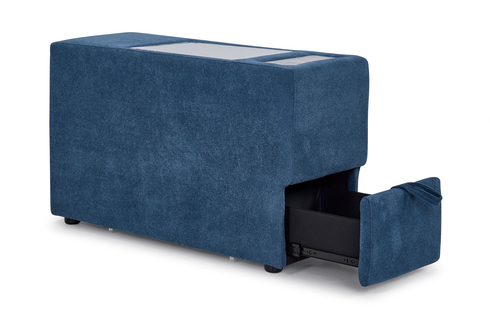 Feeling Connected - Connex 3-Piece Modular Sectional with Chaise and Drawer Console - Blue