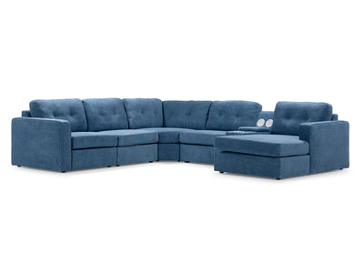 Feeling Connected - Connex 6-Piece Modular Sectional with Storage Console - Blue