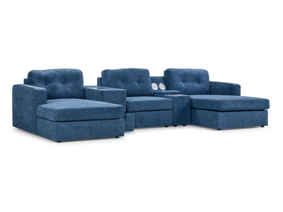 Feeling Connected - Connex 5-Piece Modular Sectional with Consoles - Blue