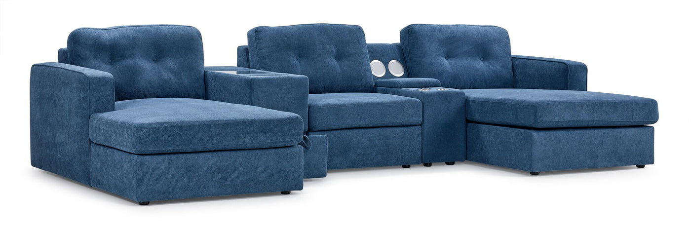 Feeling Connected - Connex 5-Piece Modular Sectional with Consoles - Blue