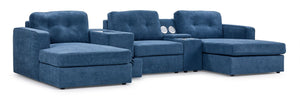Feeling Connected - Connex 5-Piece Modular Sectional with Consoles - Blue