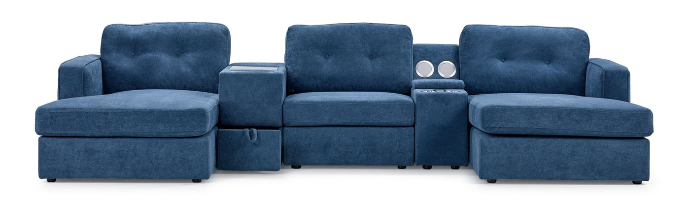 Feeling Connected - Connex 5-Piece Modular Sectional with Consoles - Blue
