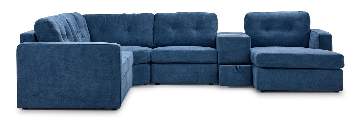 Feeling Connected - Connex 6-Piece Modular Sectional with Drawer Console - Blue