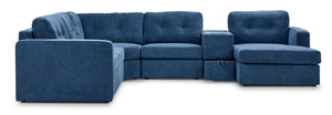 Feeling Connected - Connex 6-Piece Modular Sectional with Drawer Console - Blue