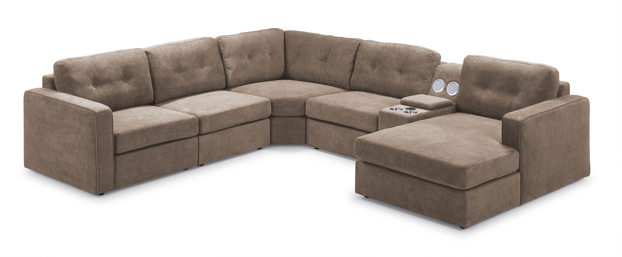 Feeling Connected - Connex 6-Piece Modular Sectional with Storage Console - Beige