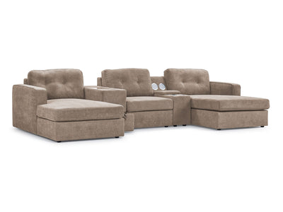 Feeling Connected - Connex 5-Piece Modular Sectional with Consoles - Beige