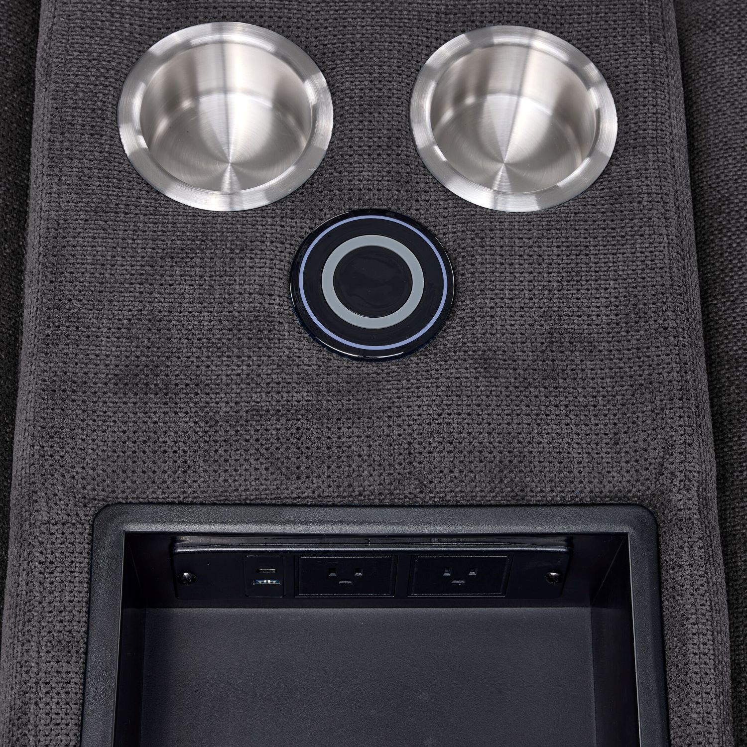 Feeling Connected - Connex 3-Piece Modular Chair with Storage Console - Dark Grey