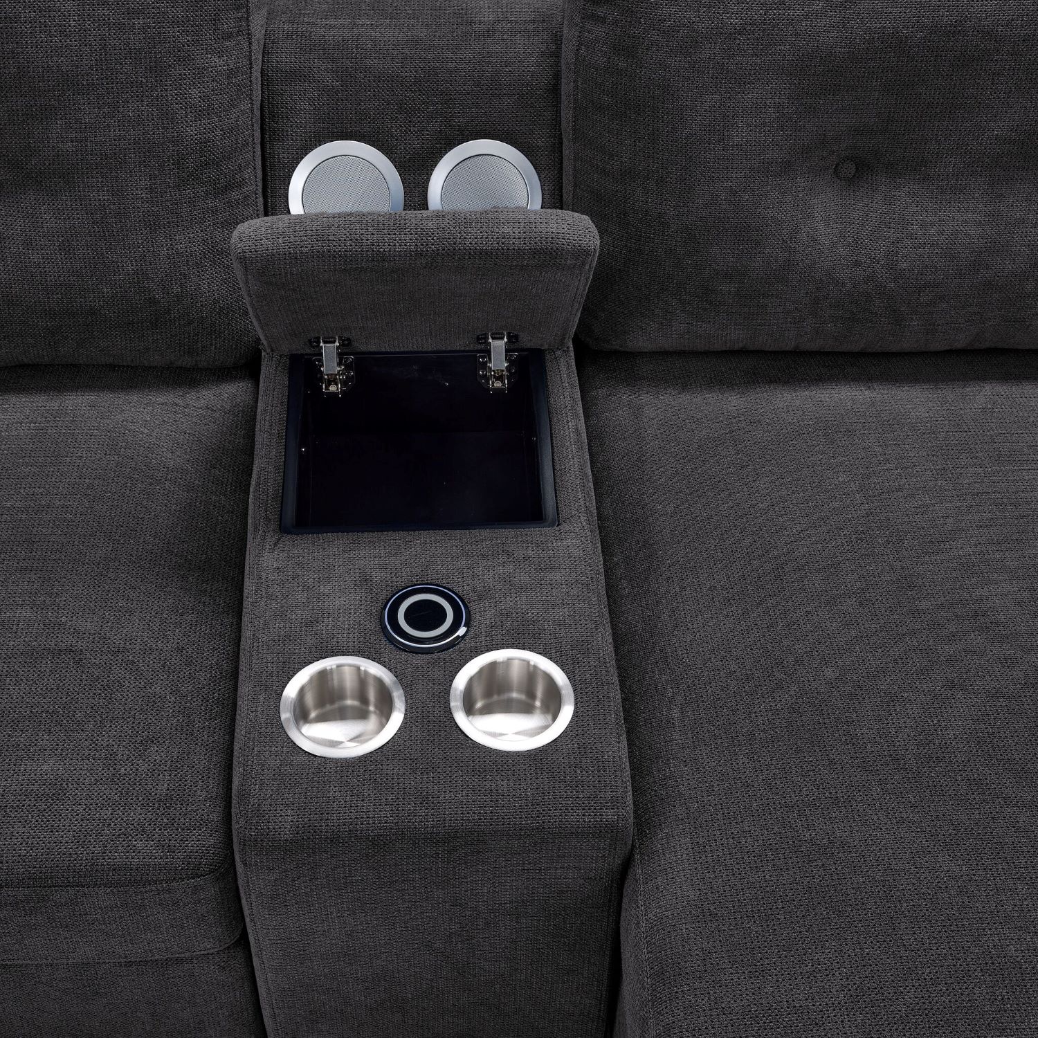 Feeling Connected - Connex 6-Piece Modular Sectional with Storage Console - Dark Grey