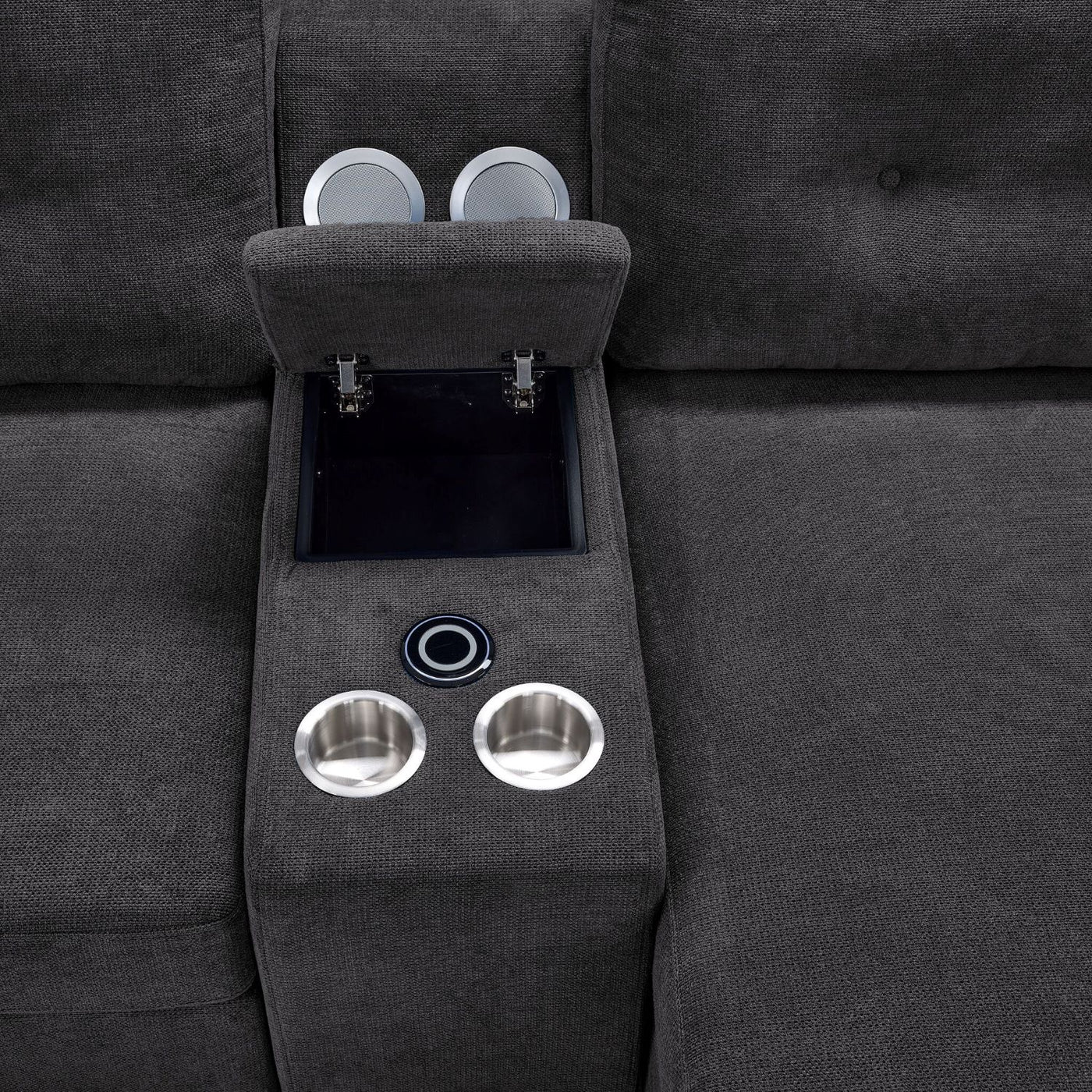 Feeling Connected - Connex 3-Piece Modular Chair with Storage Console - Dark Grey