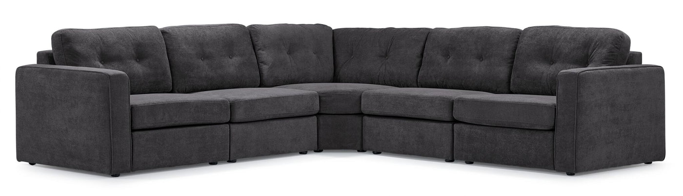 Feeling Connected - Connex 5-Piece Modular Sectional - Dark Grey