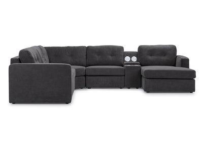 Feeling Connected - Connex 6-Piece Modular Sectional with Storage Console - Dark Grey