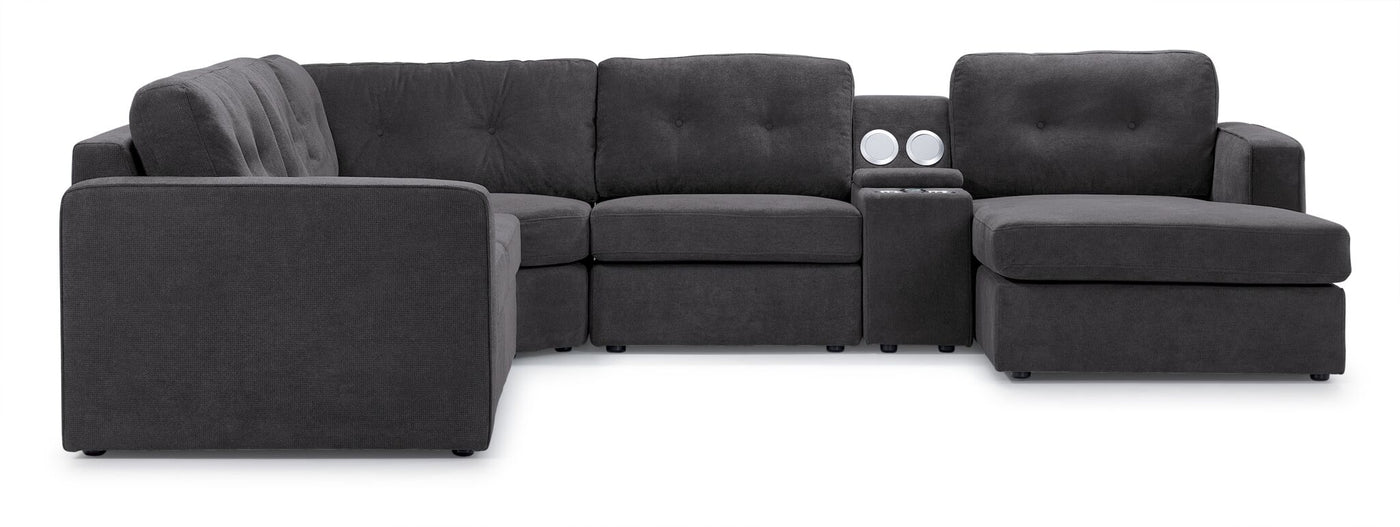 Feeling Connected - Connex 6-Piece Modular Sectional with Storage Console - Dark Grey