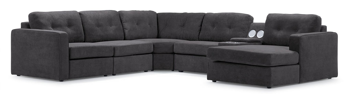 Feeling Connected - Connex 6-Piece Modular Sectional with Storage Console - Dark Grey