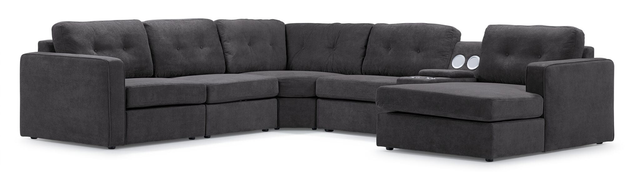 Feeling Connected - Connex 6-Piece Modular Sectional with Storage Console - Dark Grey