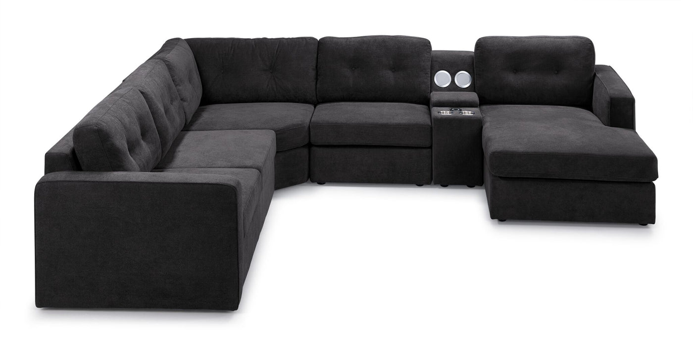 Feeling Connected - Connex 6-Piece Modular Sectional with Storage Console - Dark Grey