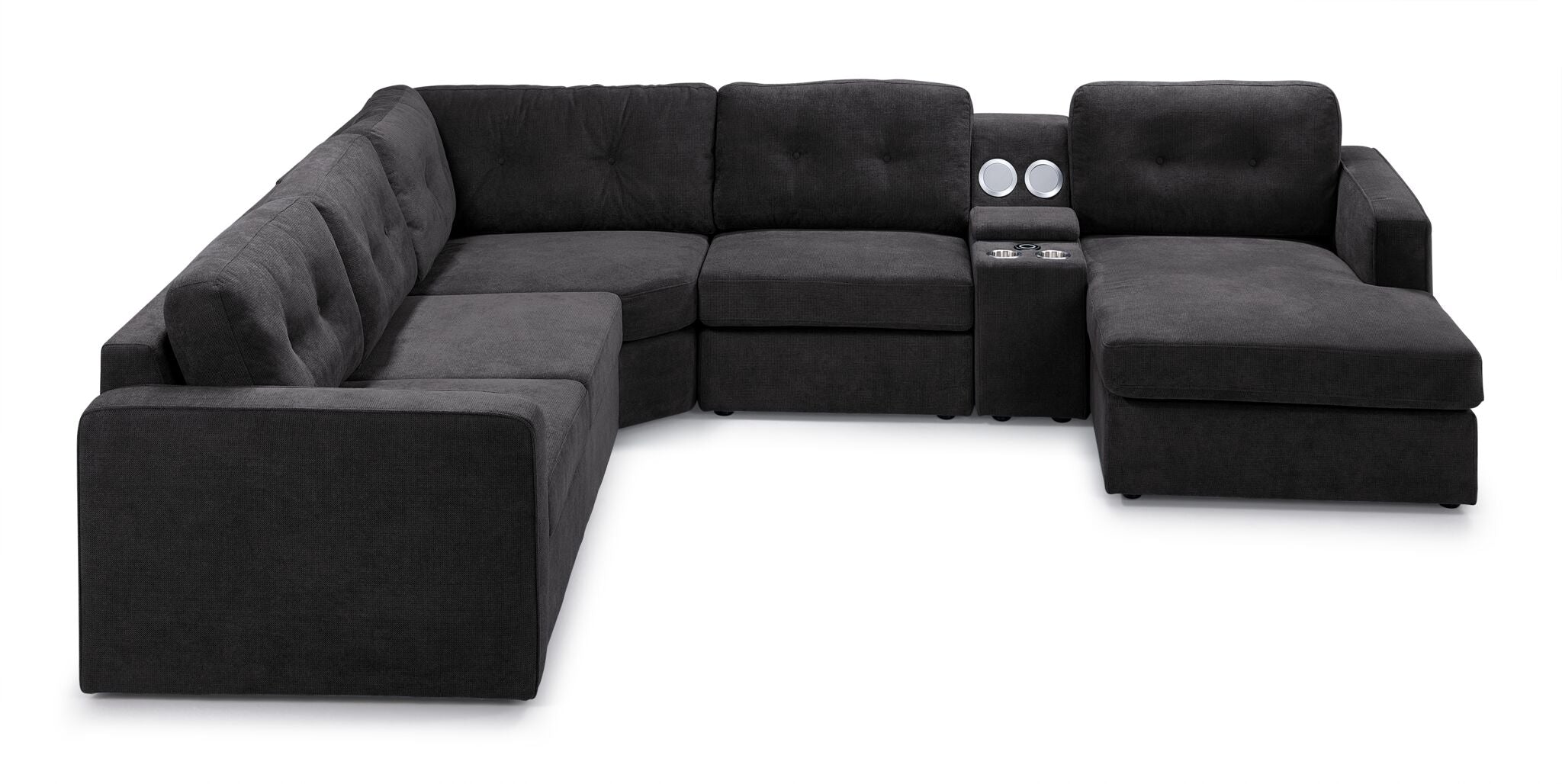 Feeling Connected - Connex 6-Piece Modular Sectional with Storage Console - Dark Grey