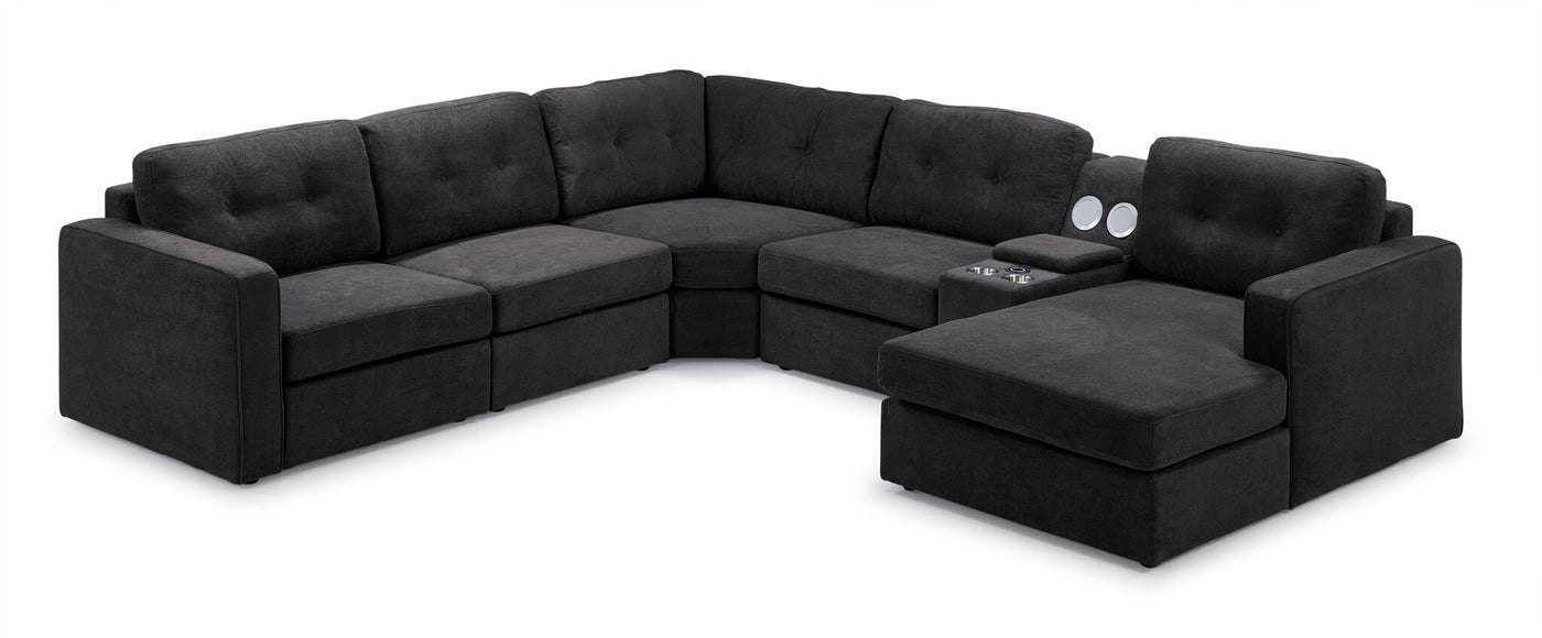 Feeling Connected - Connex 6-Piece Modular Sectional with Storage Console - Dark Grey