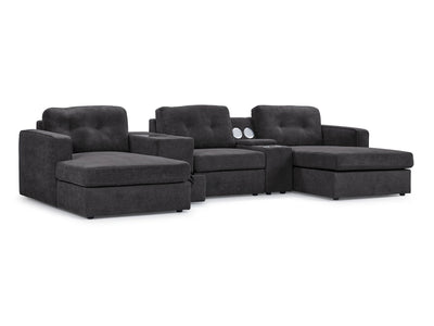 Feeling Connected - Connex 5-Piece Modular Sectional with Consoles - Dark Grey